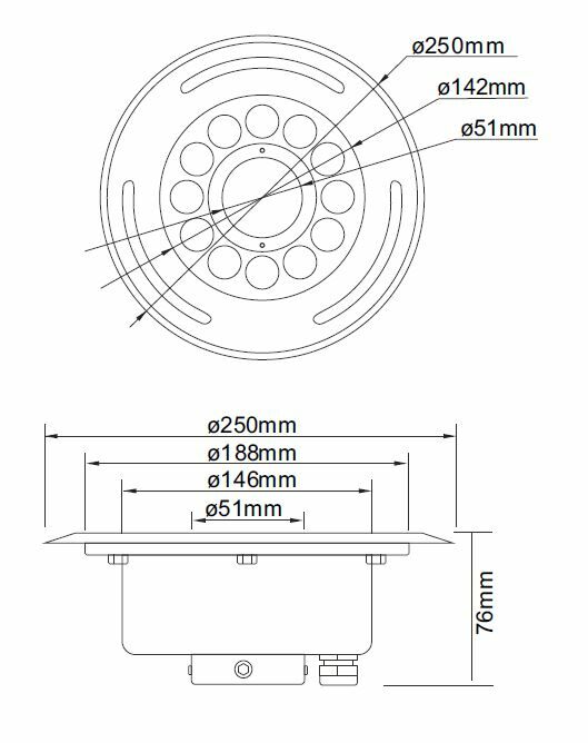 RGB-DMX 36W/24V/1 CAB.O Подводный светодиодный светильник 250 мм