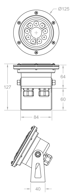 ULV409-RGB-PWM-2Co-VL Submersible LED Light 20W/12-24V/22gr/822m/2cab.o. 10-15 mm